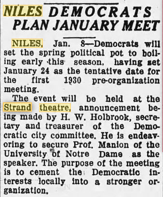 Strand Theatre - 08 Jan 1930 Article On Event